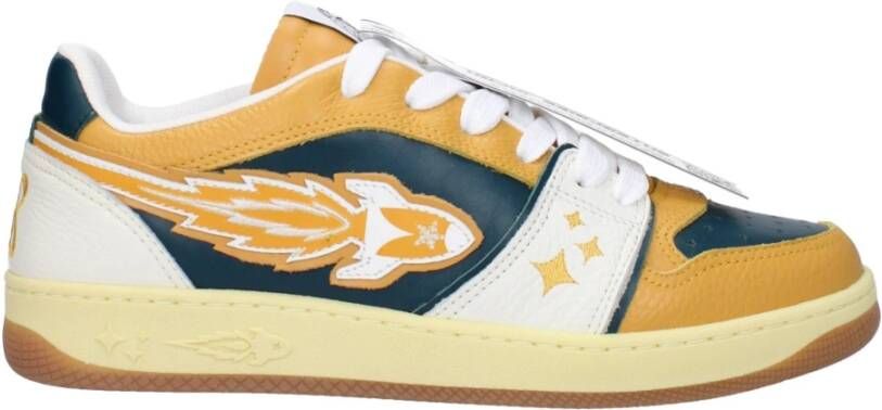 Enterprise Japan Groene Leren Lage Sneakers
