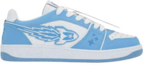 Enterprise Japan Lage leren sneakers met Rocket-logo en sterrenborduursel Blue Heren