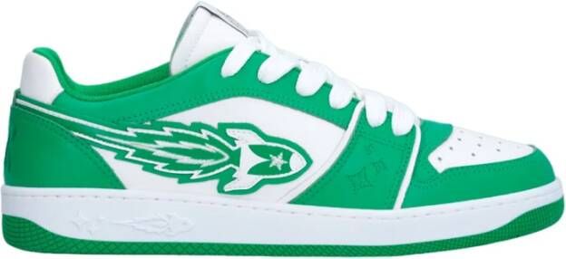 Enterprise Japan Leren Sneakers met Ster Patch Logo Green Dames