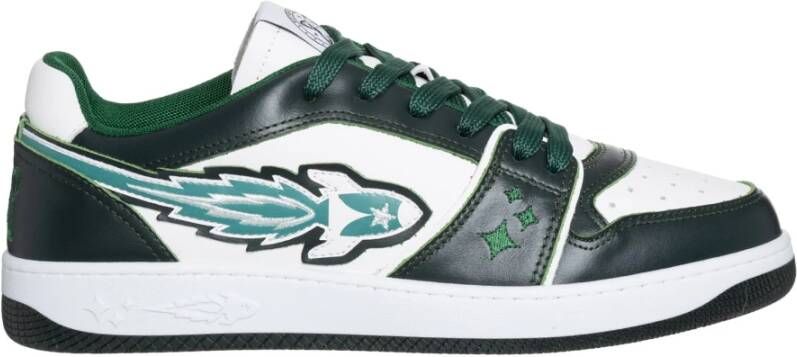 Enterprise Japan Groene Leren Sneakers met Ster Geperforeerde Neus Green Heren - Foto 3