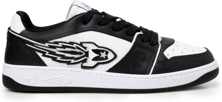 Enterprise Japan Rocket Ingedrukte Leren Sneakers Black Heren