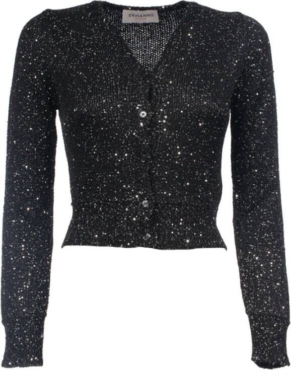 Er no Scervino Kort vest met pailletten en geribbelde boorden