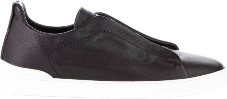 Ermenegildo Zegna Bruine Leren Lage Sneakers Brown Heren