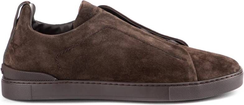 Ermenegildo Zegna Bruine Triple Stitch Lage Sneakers Brown Heren