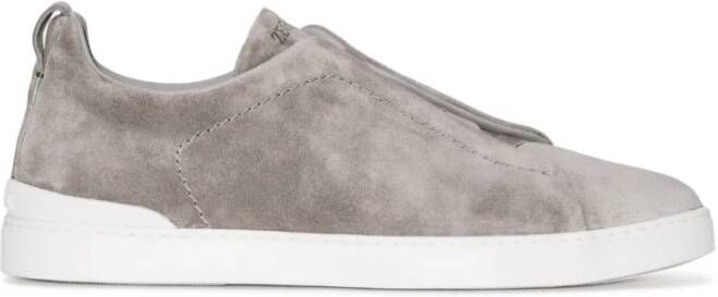 Ermenegildo Zegna Grijze Suède Slip-On Sneakers Gray Heren