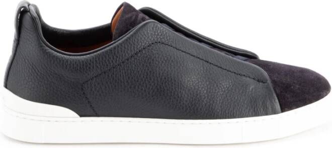 Ermenegildo Zegna Grijze Triple Stitch Low Top Sneakers Blue Heren