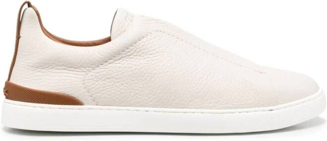 Ermenegildo Zegna Italiaanse leren sneakers Beige Heren