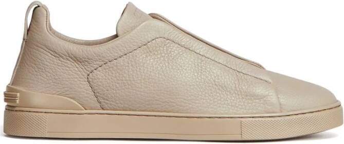 Ermenegildo Zegna Italiaanse Leren Sneakers Beige Heren