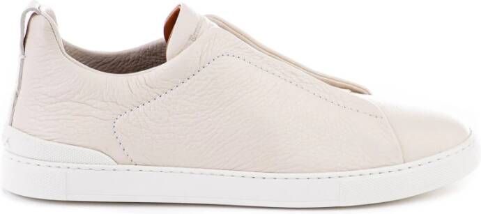 Ermenegildo Zegna Ivory Lage Top Triple Stitch™ Leren Sneakers Beige Heren