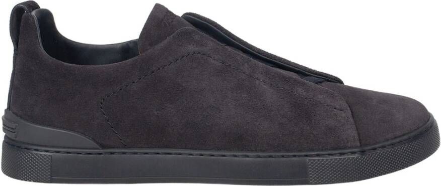 Ermenegildo Zegna Lage Top Triple Stitch Sneakers Blauw Heren