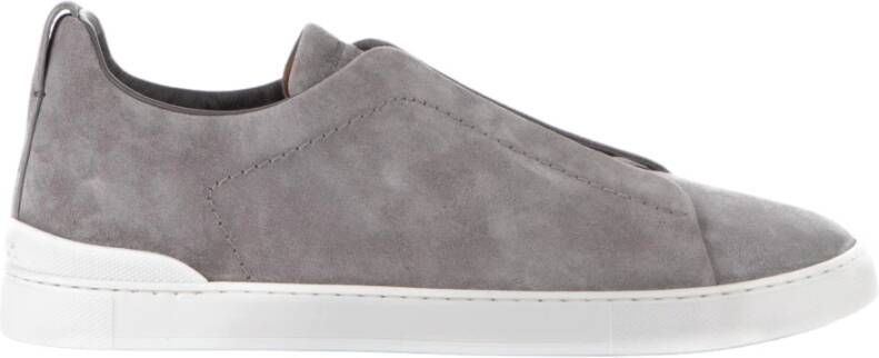 Ermenegildo Zegna Lichtgrijze Triple Stitch lage sneakers Gray Heren