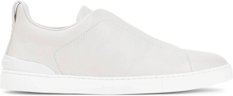 Z Zegna Slip-on sneakers met driedubbele stiksels van geolied leer White Heren - Foto 5