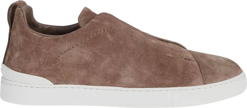 Ermenegildo Zegna Bruine Suède Sneakers Brown Heren