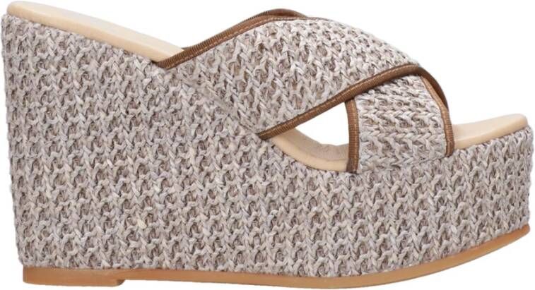 Espadrilles Bruine Gekruiste Banden Sleehak Sandalen