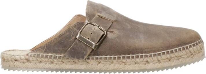 Espadrilles Bruine Nubuck Sandalen met Touwzool