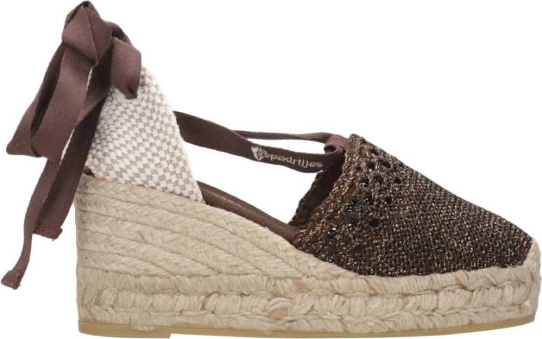 Espadrilles Bruine Touw Sandalen met Bedekte Hak