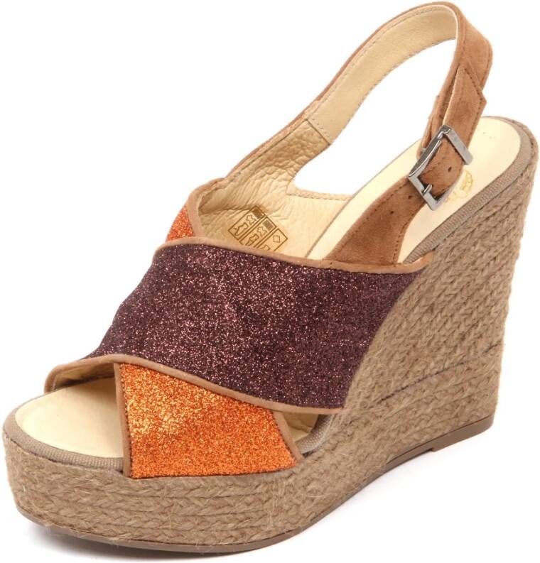 Espadrilles Glitter sleehak sandaal in oranje