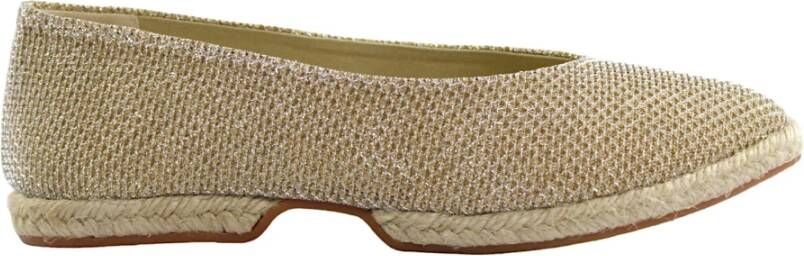Espadrilles Gouden Gelamineerde Ballerina Schoenen Yellow Dames