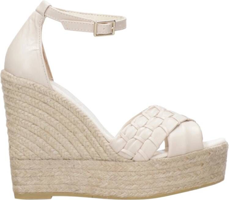 Espadrilles Ivoor Gekruiste Band Platform Sandalen Beige Dames