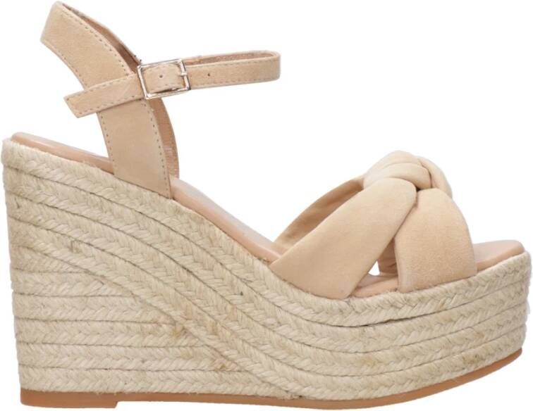 Espadrilles Kameel Sandalen met Knoopbanden