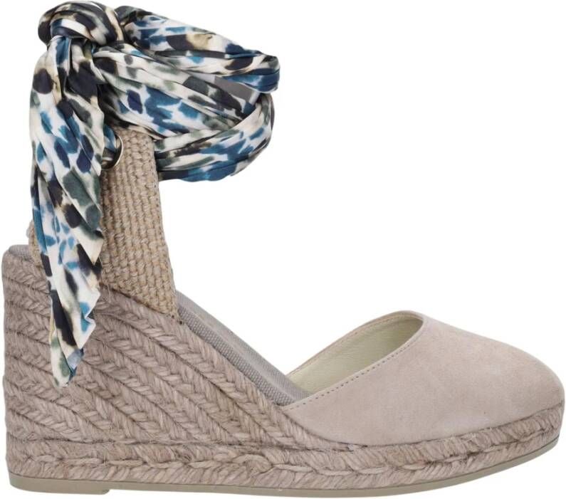 Espadrilles Leren Hakken Schoenen Lente Zomer Collectie Gray Dames