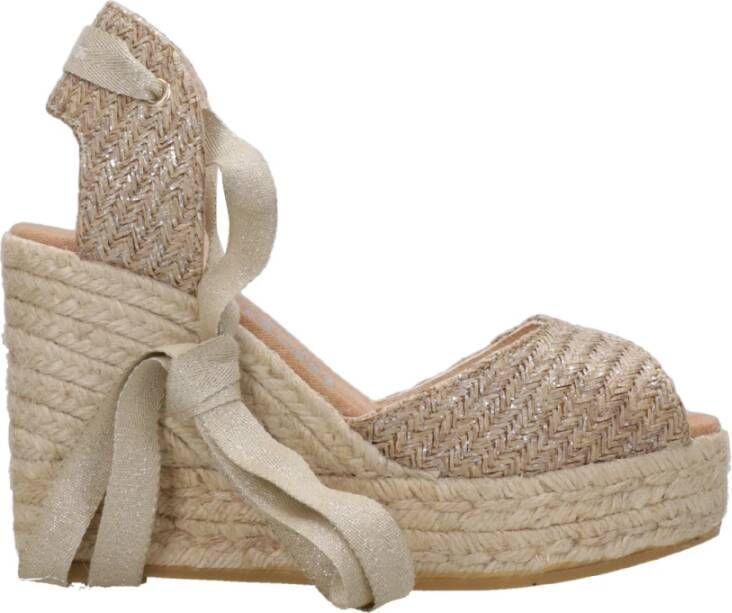 Espadrilles Zilveren Touw Sleehak Sandalen