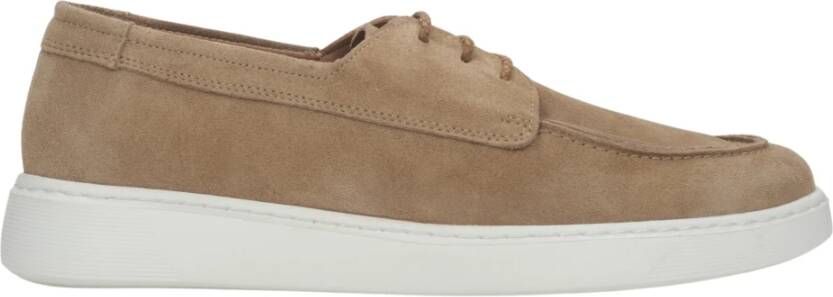 Estro Beige Derby Schoenen voor Heren gemaakt van Echt Velours
