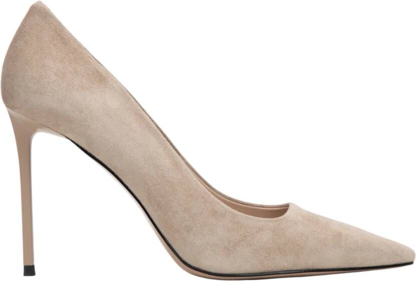 Estro Beige hakken voor dames gemaakt van echt velours