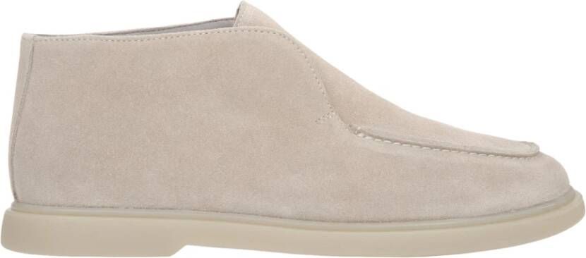 Estro Beige Hoge Enkellaarsjes voor Dames gemaakt van Echt Italiaans Premium Velours