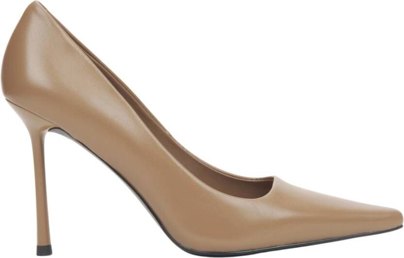 Estro Beige Hoge Hakken Pumps voor Dames gemaakt van Echt Leer Beige Dames