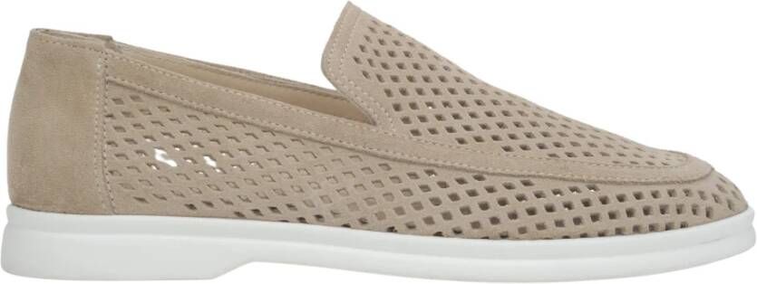 Estro Beige Loafers voor dames gemaakt van Premium Italiaans Echt Velours met Perforatie