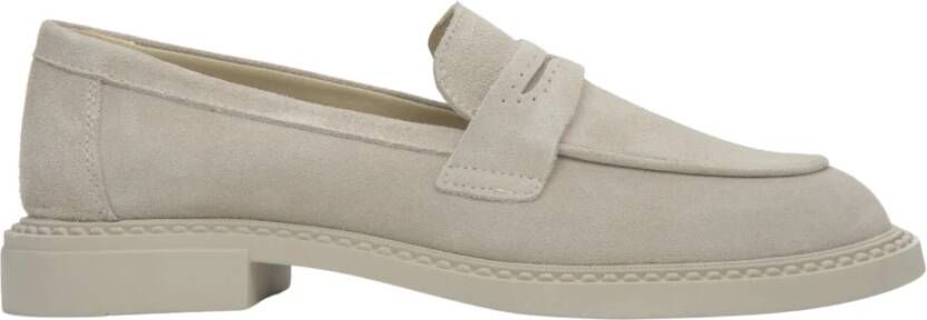 Estro Beige Penny Loafers voor dames gemaakt van Premium Italiaans Echt Velours