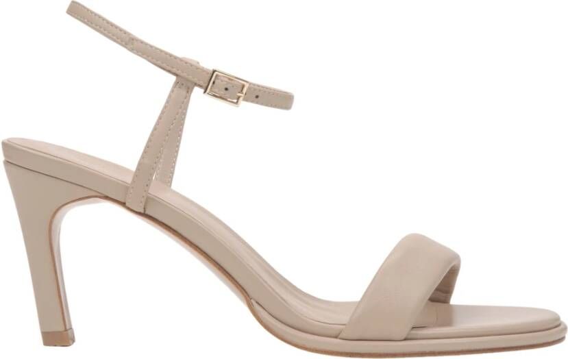 Estro Beige Sandalen met Hak voor Dames gemaakt van Echt Leer
