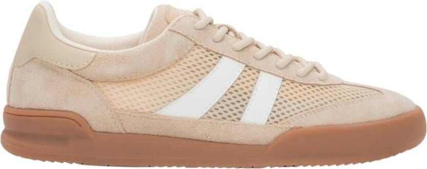 Estro Beige Velours Sneakers met Ade d Mesh