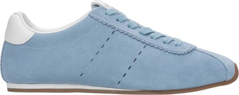 Estro Blauwe Zachte Velours Sneakers met Lage Zool