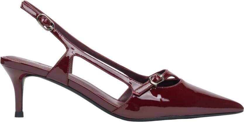 Estro Bourgondisch leren slingback lage hak pumps voor dames Red Dames