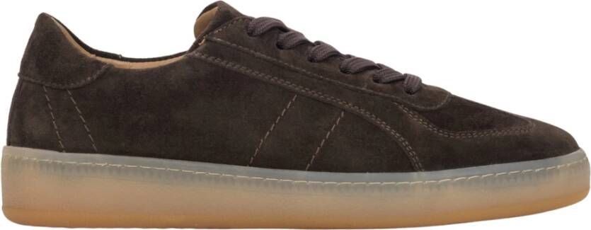 Estro Bruine lage sneakers voor dames in premium Italiaans fluweel