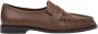 Estro Bruine leren loafers met decoratieve plooien - Thumbnail 1