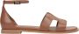 Estro Bruine leren sandalen met gesloten hiel - Thumbnail 1