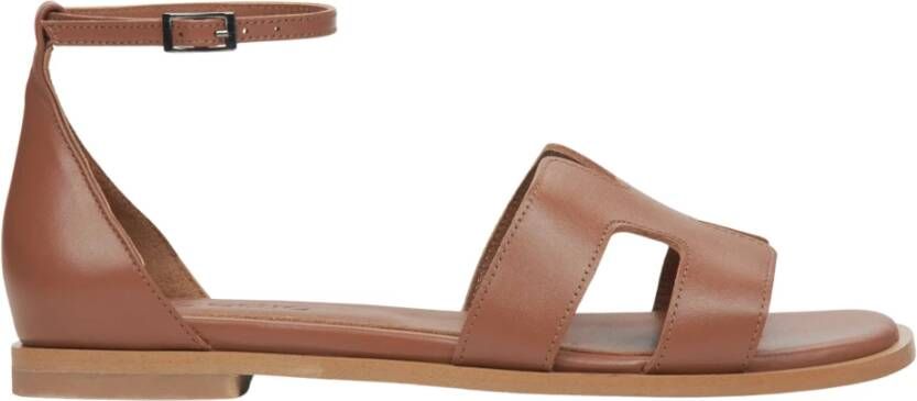 Estro Bruine Leren Sandalen voor Vrouwen