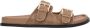 Estro Bruine Leren Slippers voor Dames met Verstelbare Banden - Thumbnail 1
