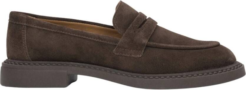 Estro Bruine Penny Loafers voor dames gemaakt van Italiaans echt velours