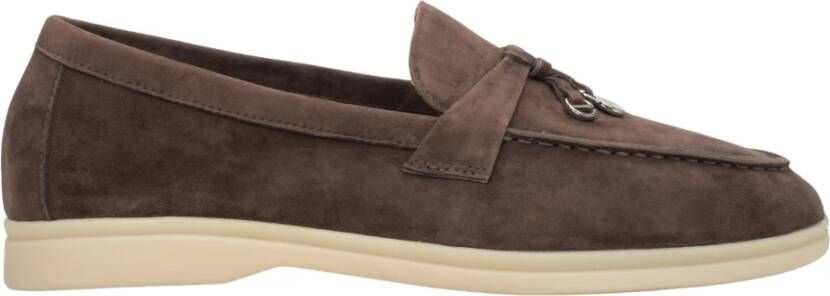 Estro Bruine Tassel Loafers voor vrouwen gemaakt van Velours - Foto 2