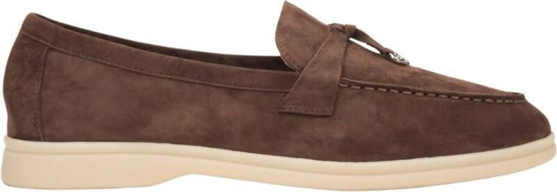 Estro Bruine Tassel Loafers voor vrouwen gemaakt van Velours