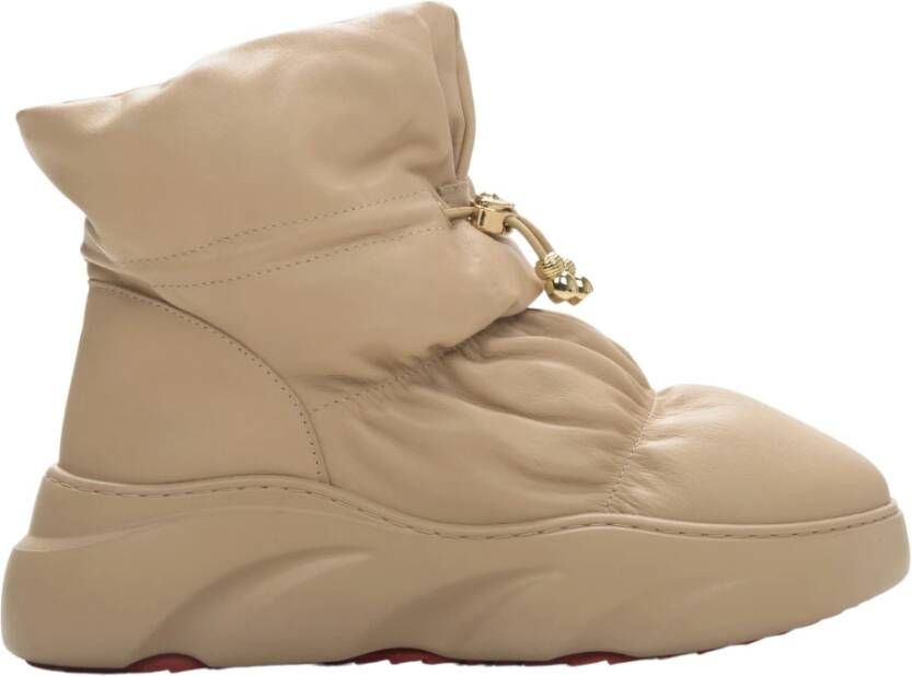 Estro Dames Beige Bontgevoerde Sneeuwlaarzen gemaakt van Echt Leer Er00114234