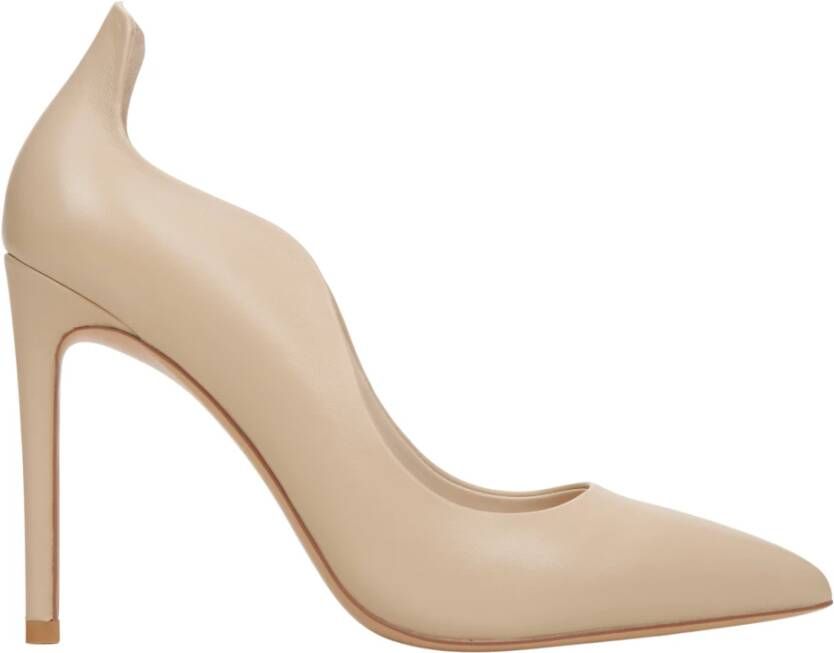 Estro Dames Beige Leren Geschulpte Hoge Hakken Beige Dames