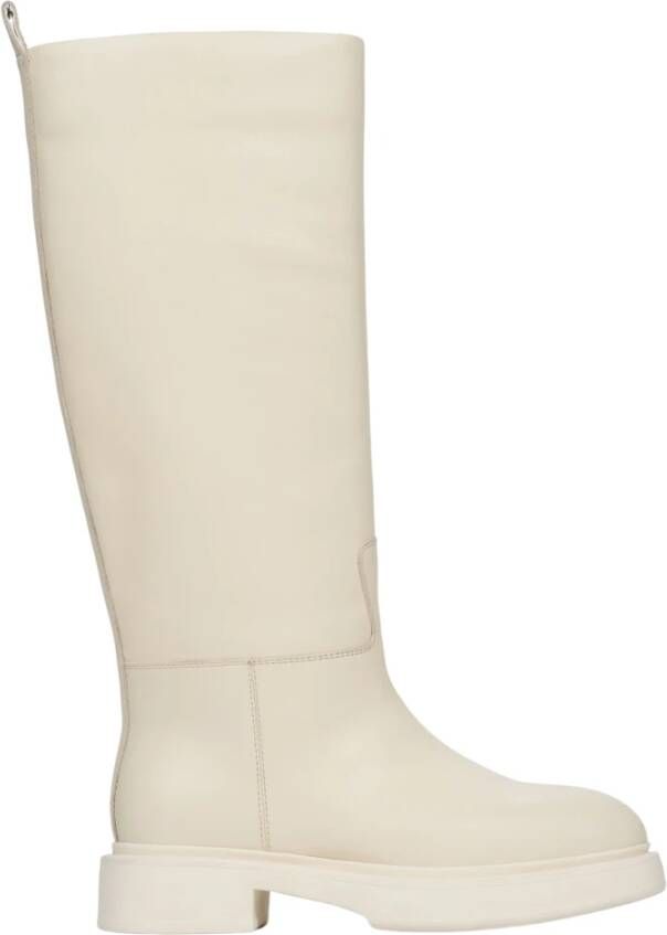 Estro Dames Beige Leren Kniehoge Laarzen Er00112102 Beige Dames