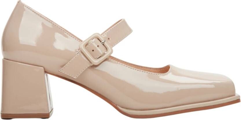 Estro Dames Beige Mary Jane Pumps gemaakt van Patent Echt Leer Er00114168 Beige Dames