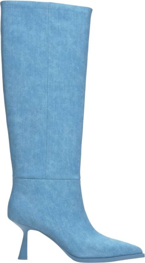 Estro Blauwe Kniehoge Stiletto Laarzen