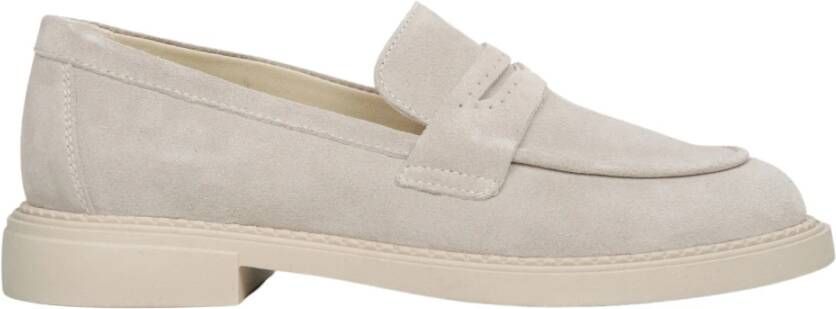 Estro Dames Lichtbeige Velours Penny Loafers Er00114530 Beige Dames